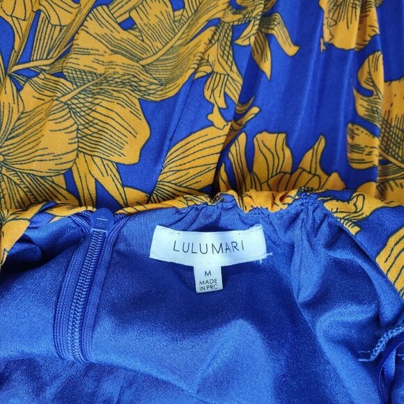 Lulumari Floral Wide Leg Halter Jumpsuit Pleated Boho Mod  Women's Medium - Picture 9 of 9